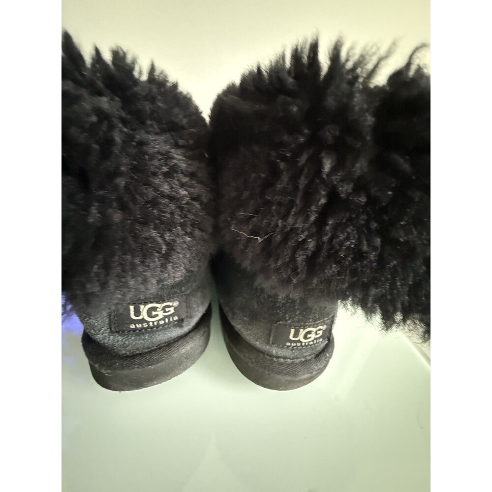 UGG Australia Black Sheepskin Fur Trim Winter Boots Women’s Size 11 EU 42